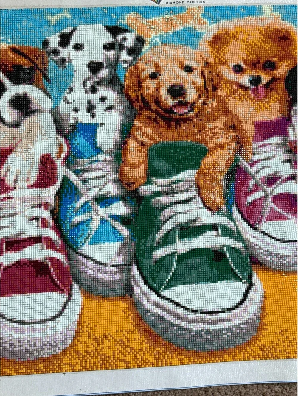 FIYO Puppies in Tennis Shoes FINISHED Diamond Painting 25.5